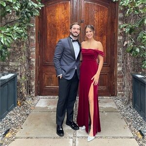 Azazie Burgundy Velvet Bridesmaid Dress